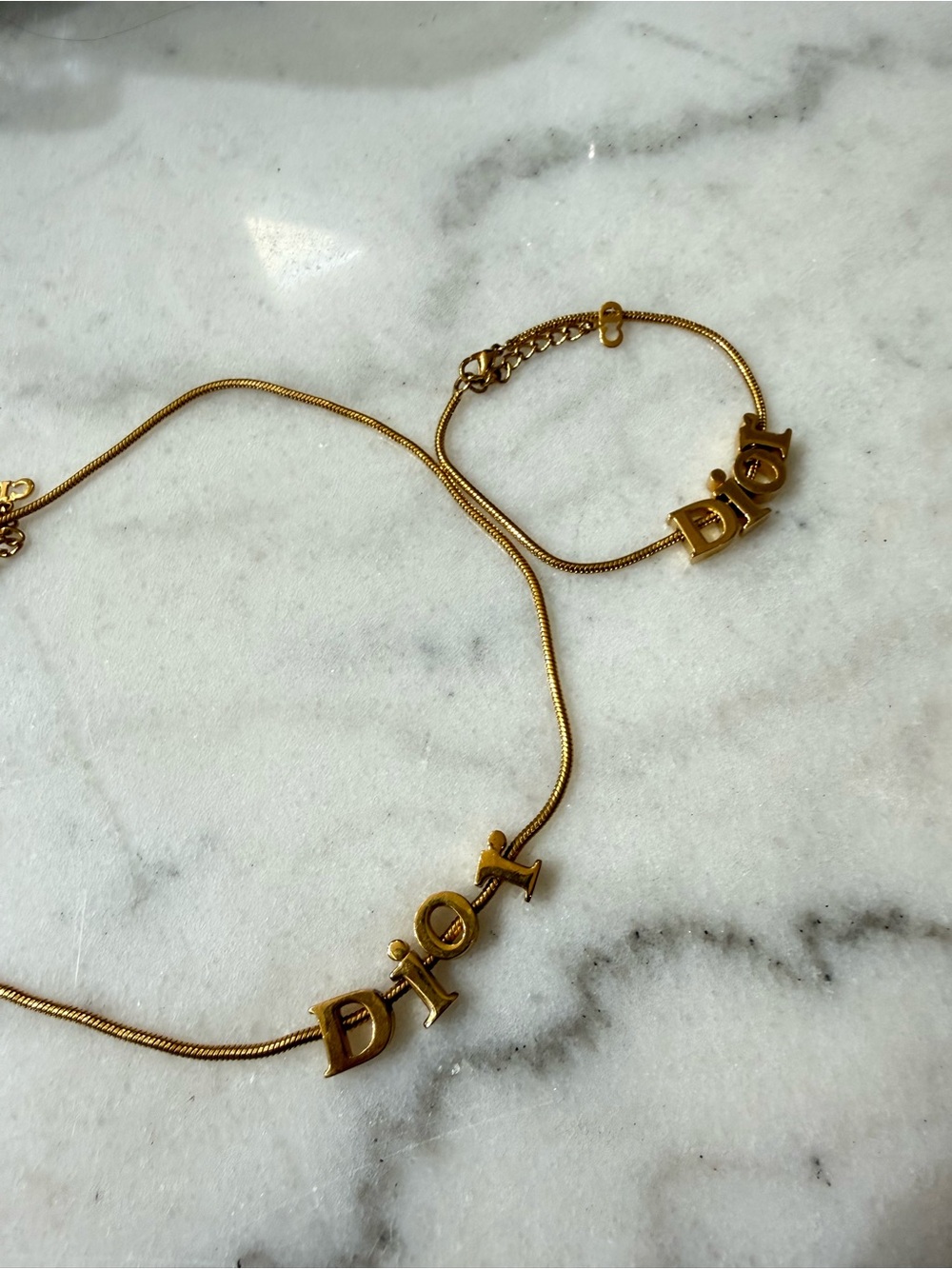 Dior Gold-tone Logo Necklace and Bracelet Set - Picture 2 of 15